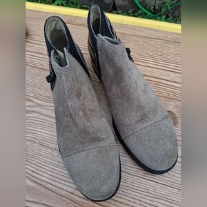 SoRel Suede Ankle Boots in Taupe and Black